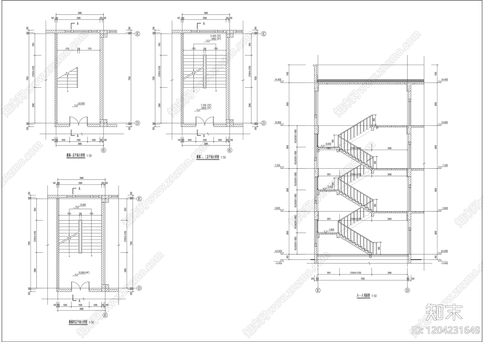 现代简约办公楼建筑cad施工图下载【ID:1204231649】