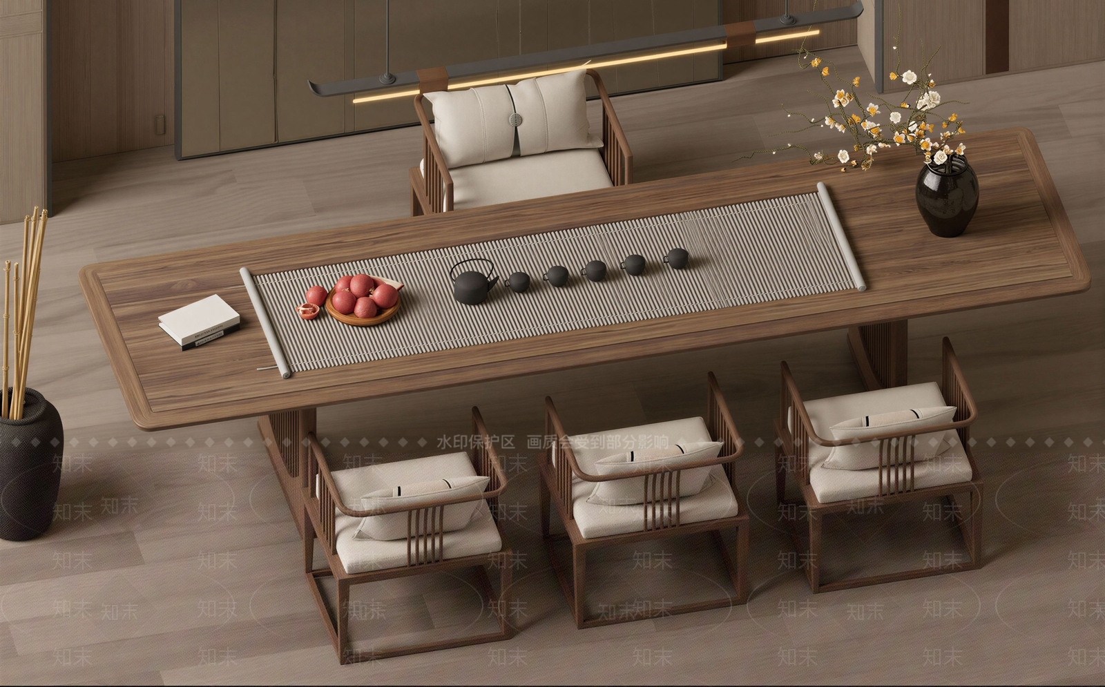 新中式中古茶桌椅3D模型下载【ID:1204232829】