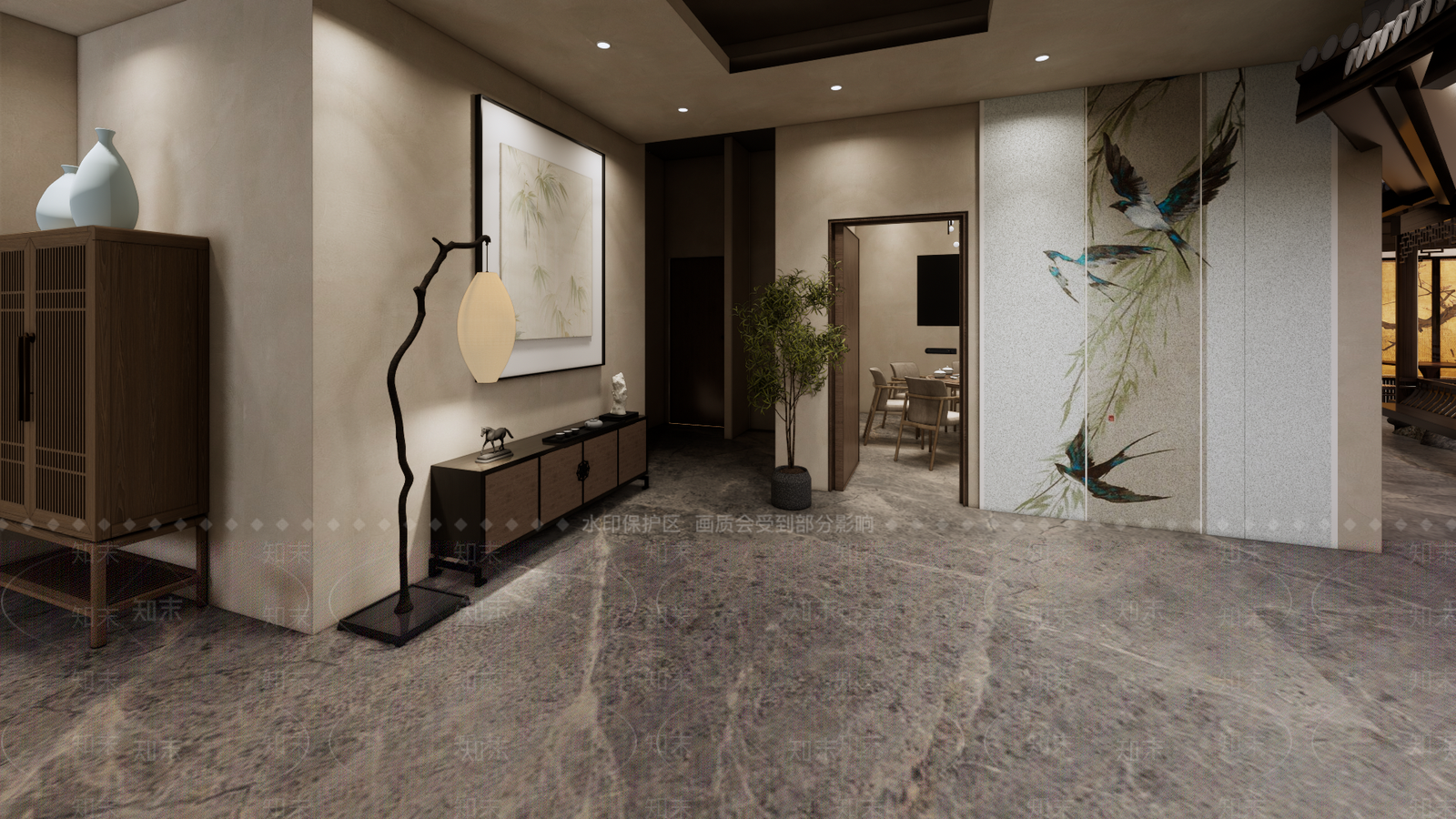 新中式中式中餐厅SU模型下载【ID:1204391930】