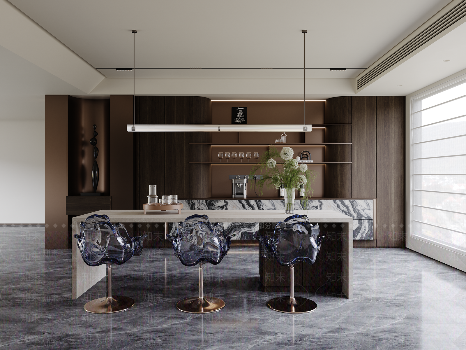 现代轻奢家居餐厅3D模型下载【ID:1204236290】