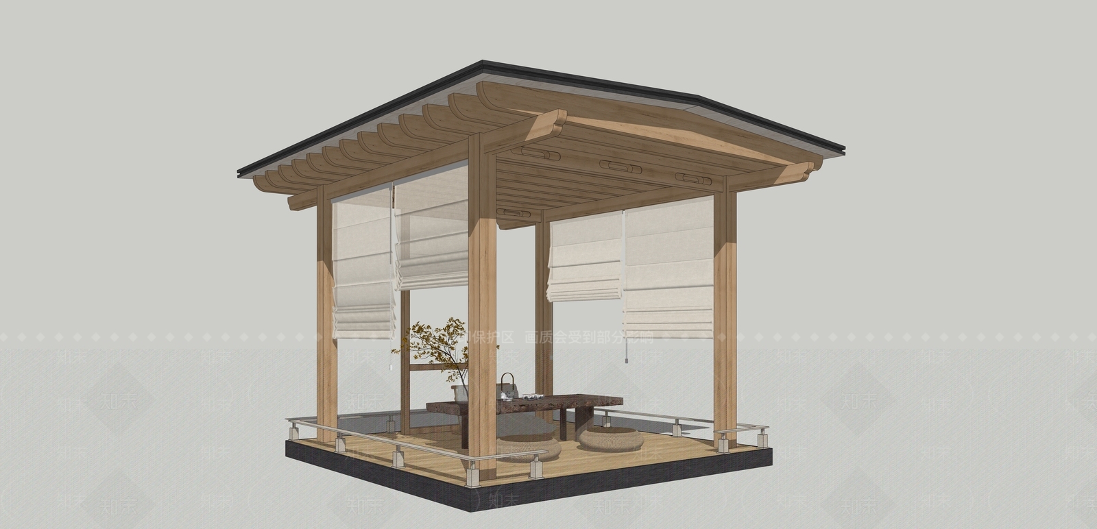 新中式亭子SU模型下载【ID:1204237705】