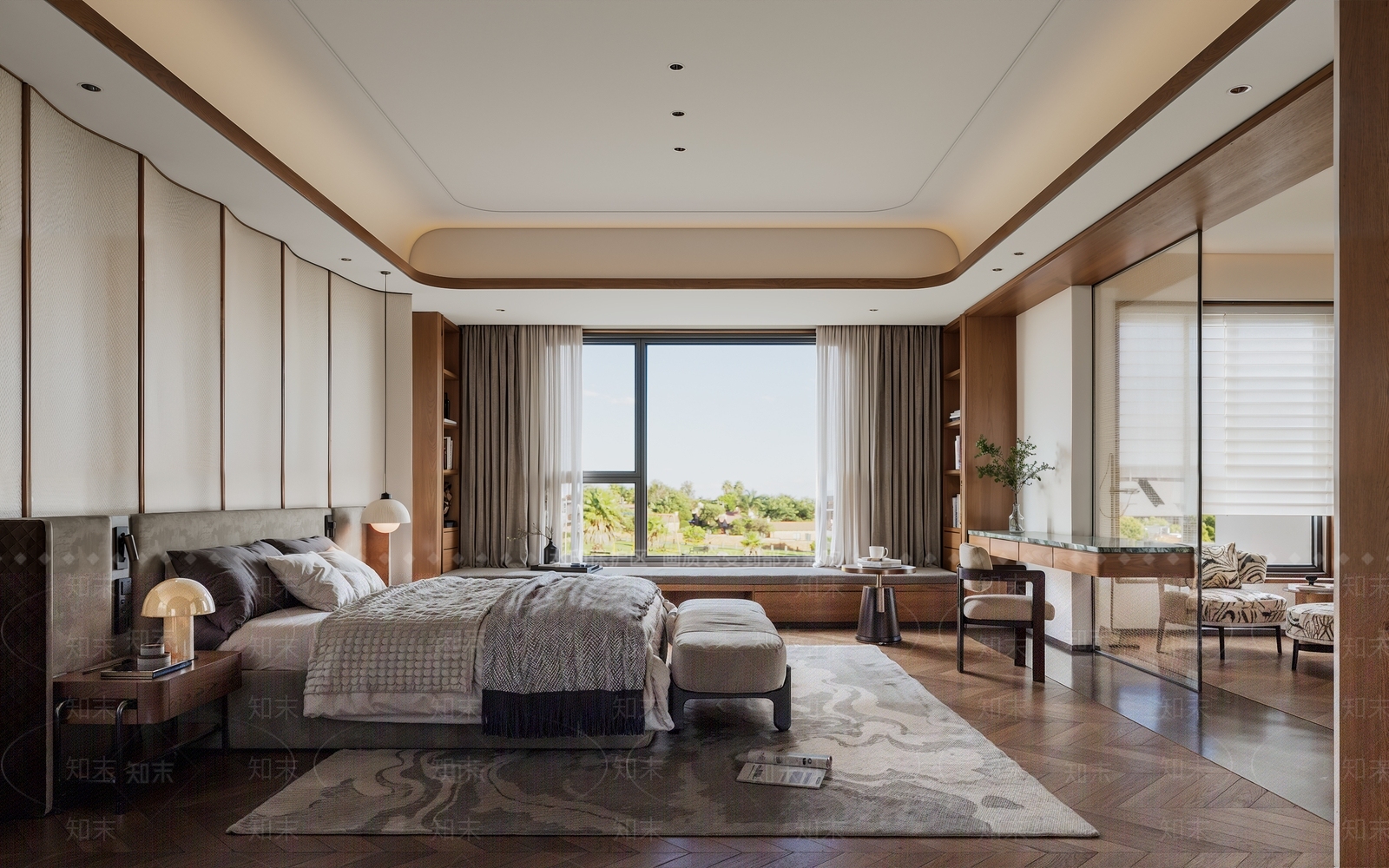 现代新中式主卧3D模型下载【ID:1204237956】