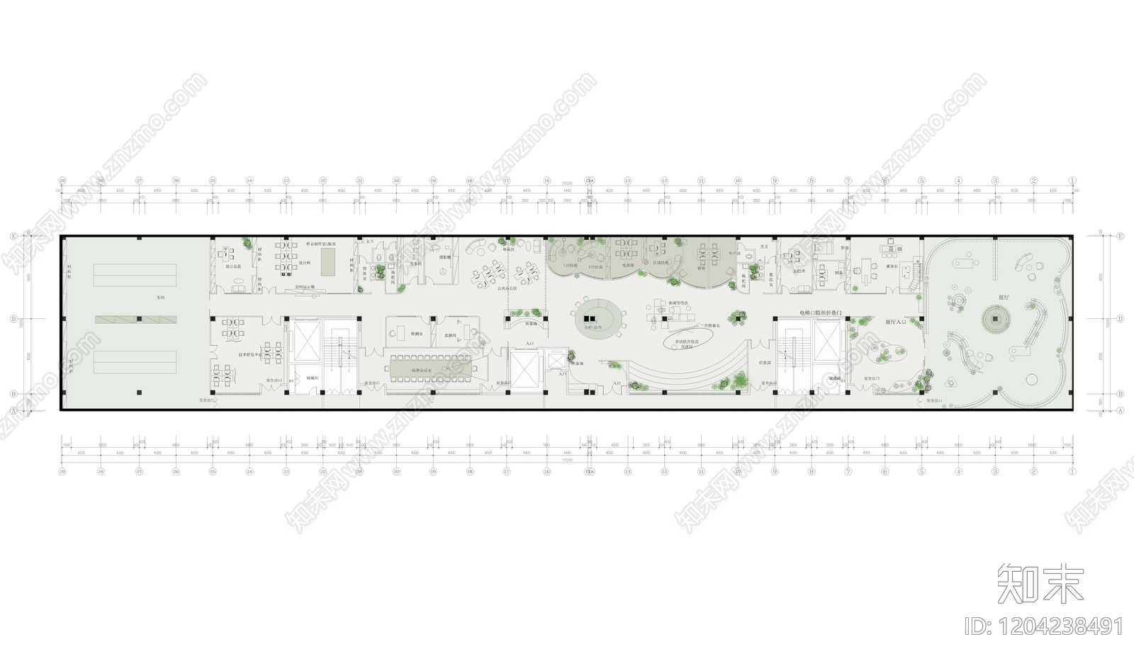 现代整体办公空间施工图下载【ID:1204238491】
