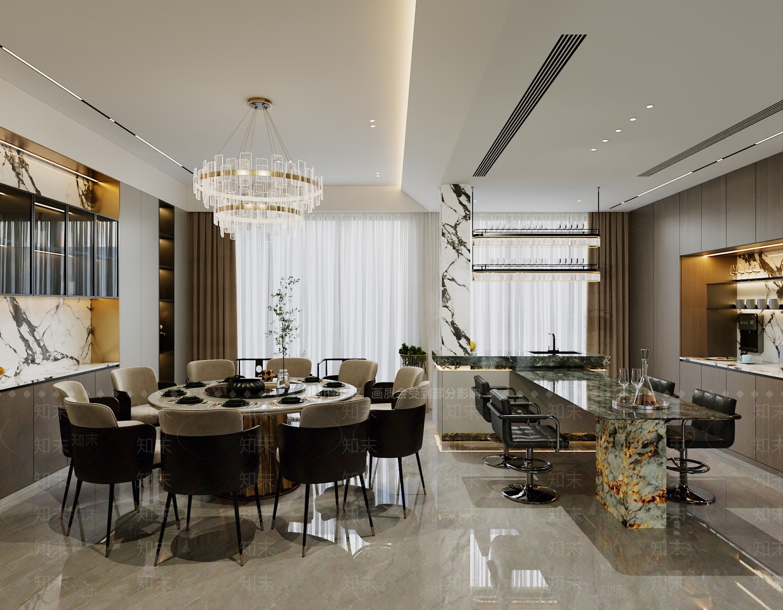 轻奢家居餐厅3D模型下载【ID:1204238720】
