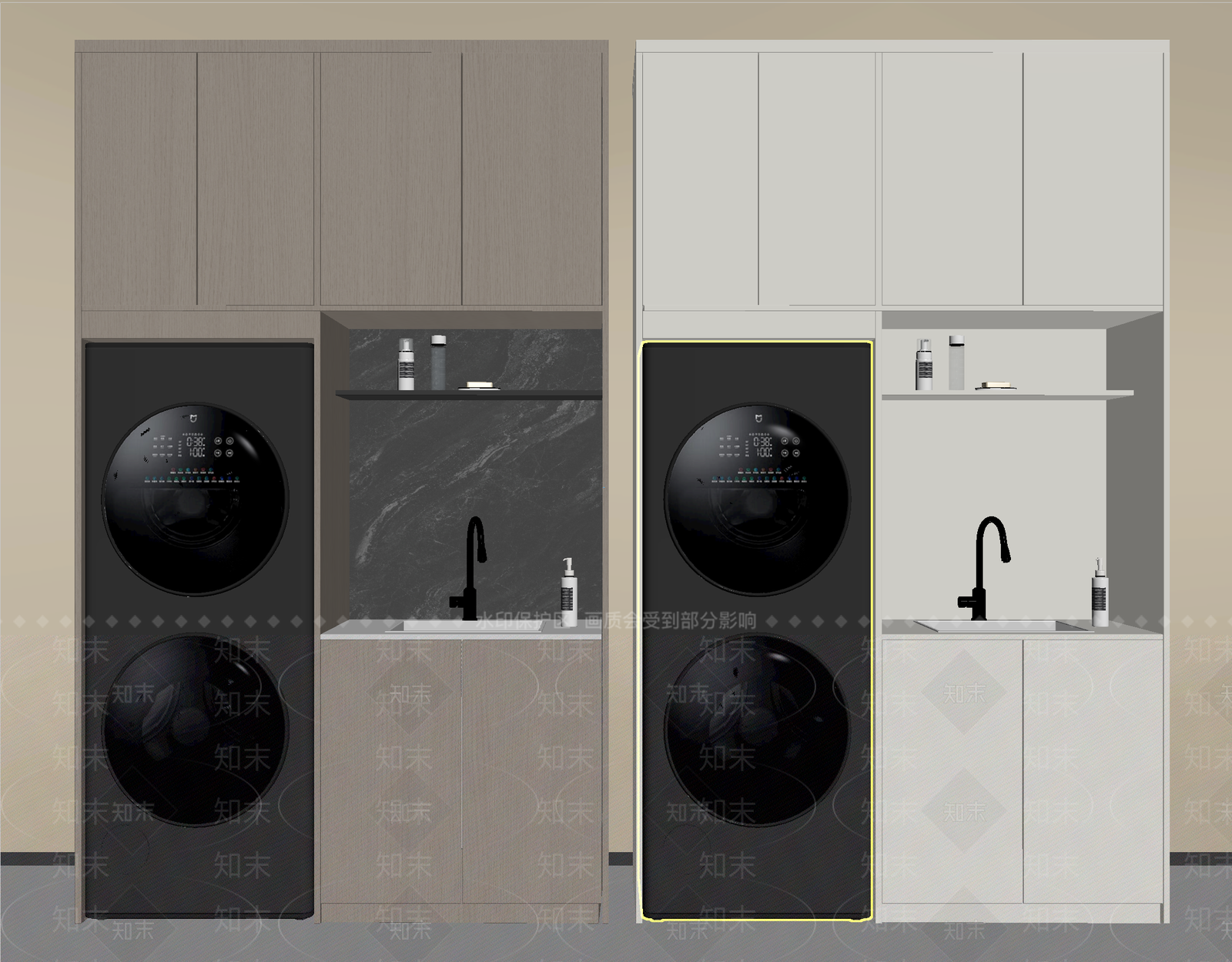 现代洗衣机柜SU模型下载【ID:1204238965】