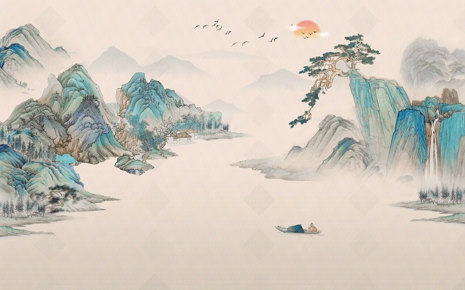 新中式中式壁画贴图下载【ID:1204239640】