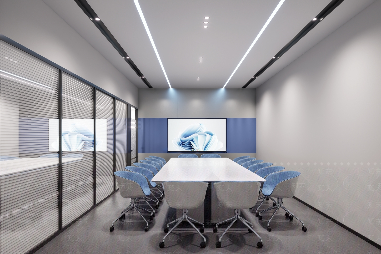 现代极简会议室SU模型下载【ID:1204240188】
