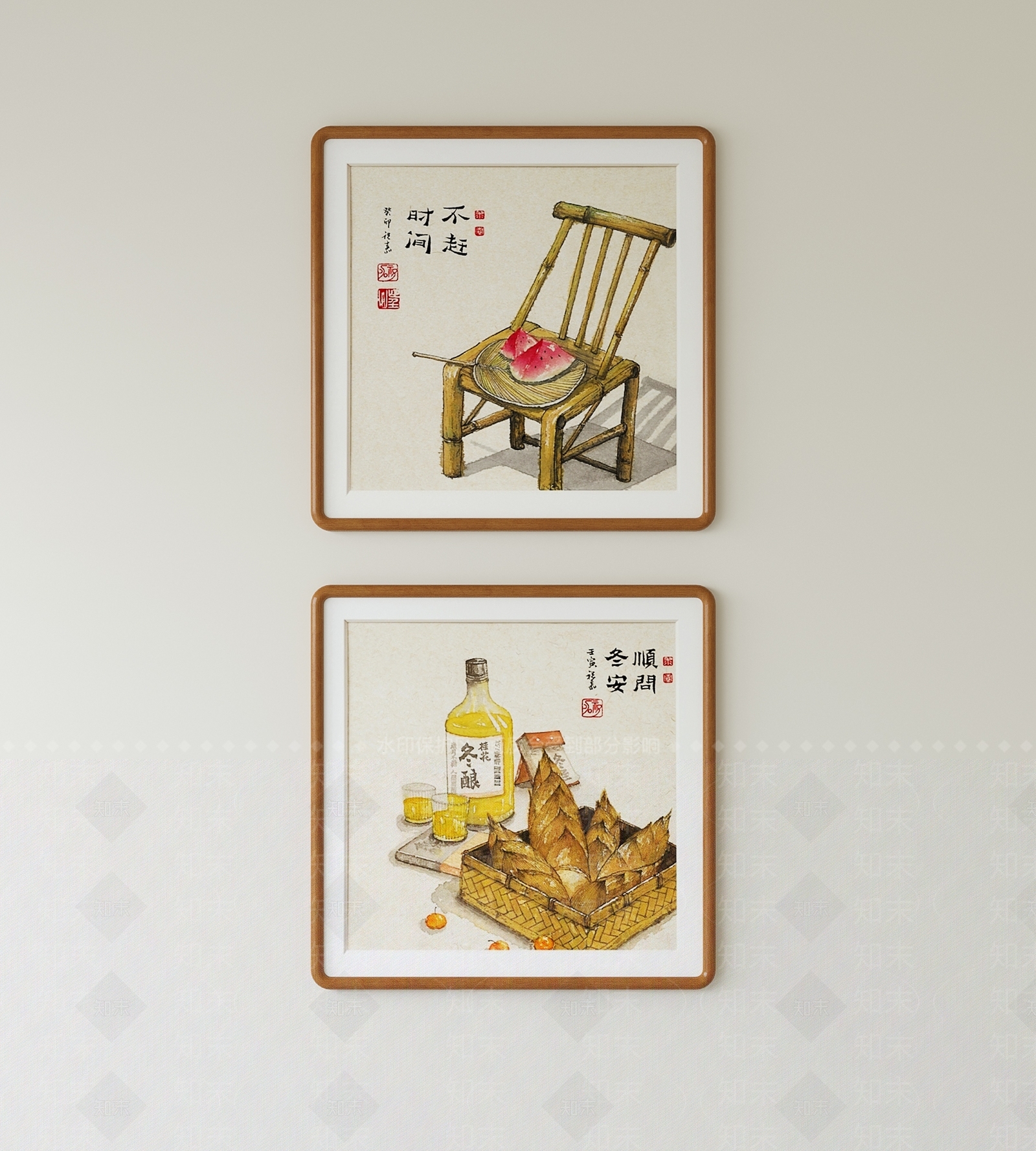 新中式原木挂画3D模型下载【ID:1204241727】