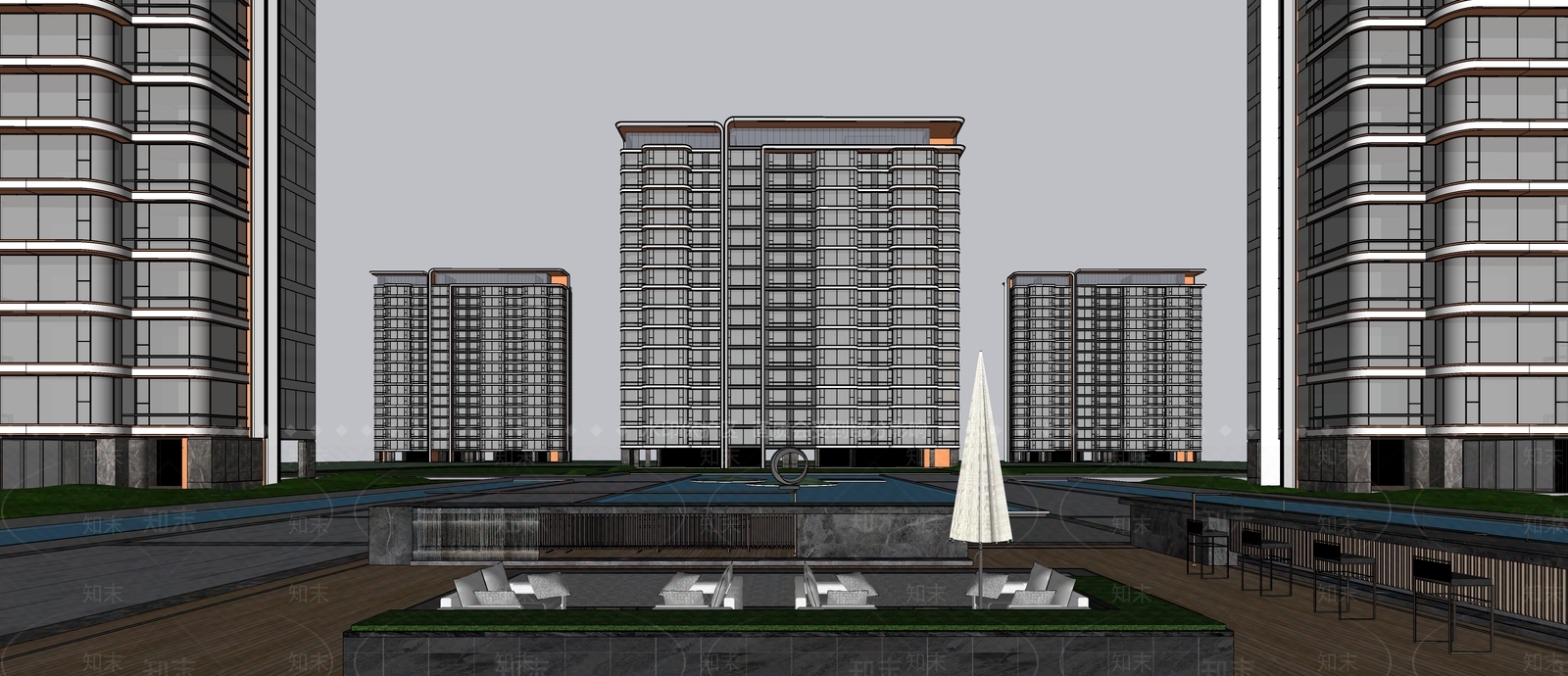 现代轻奢高层住宅SU模型下载【ID:1204245224】