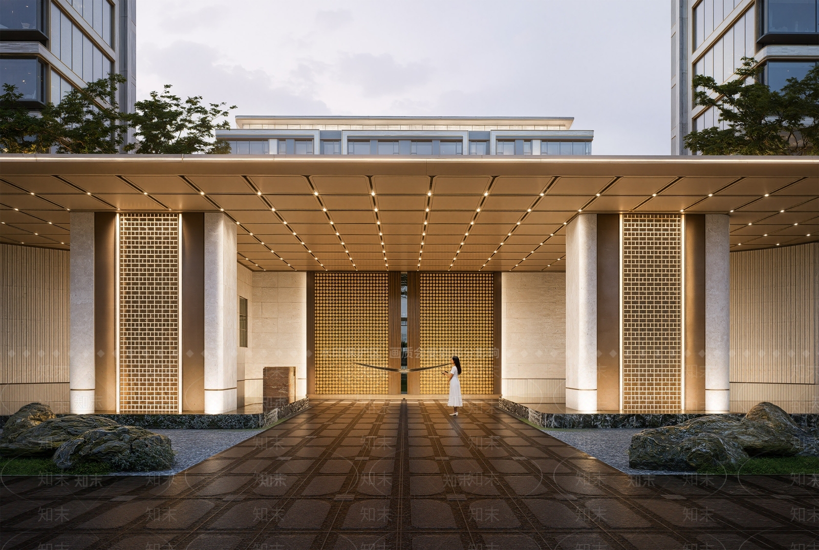 现代轻奢小区建筑SU模型下载【ID:1204246706】