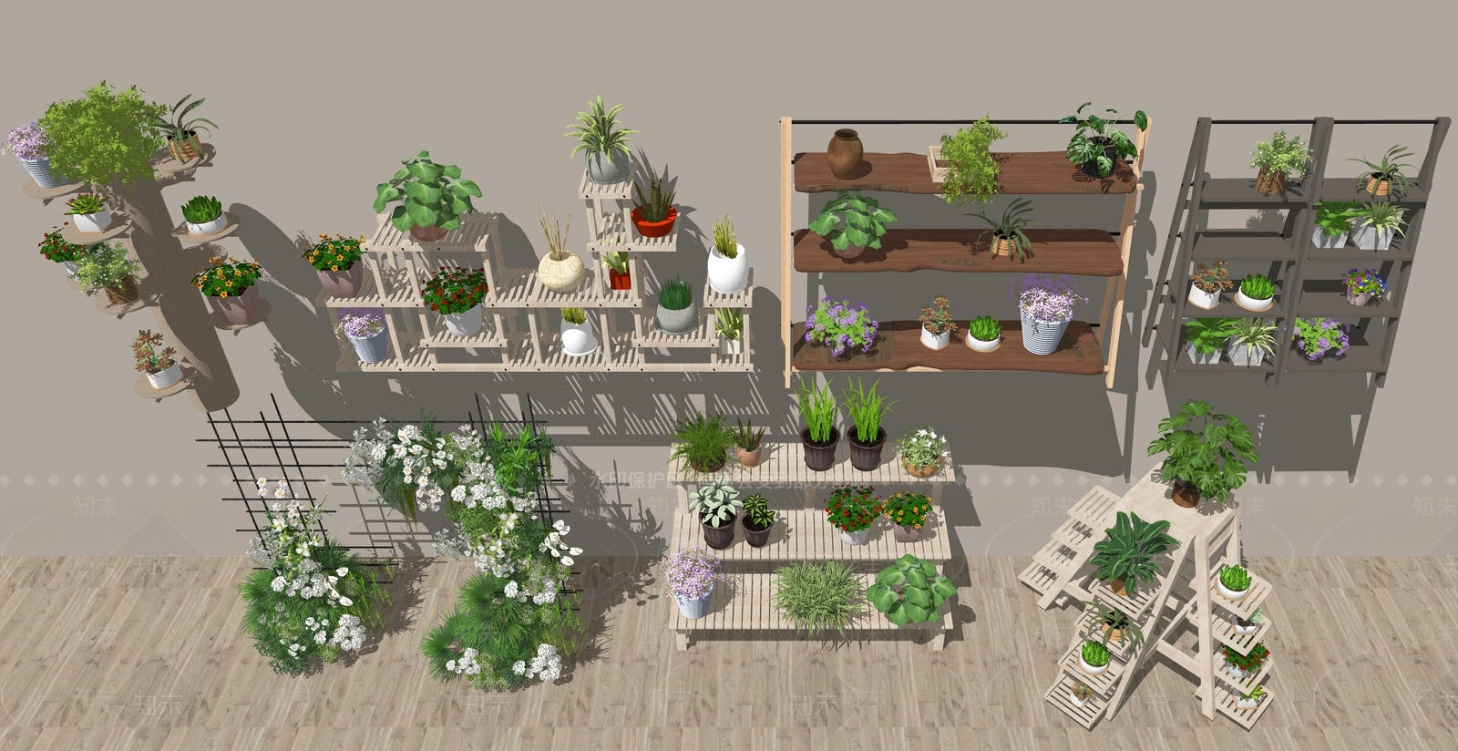 现代原木花几SU模型下载【ID:1204249228】