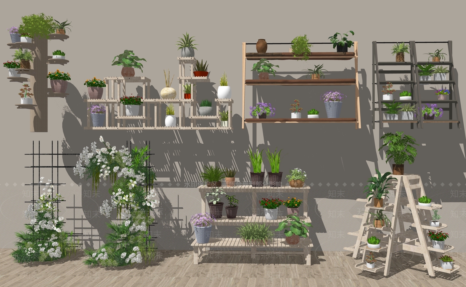 现代原木花几SU模型下载【ID:1204249228】