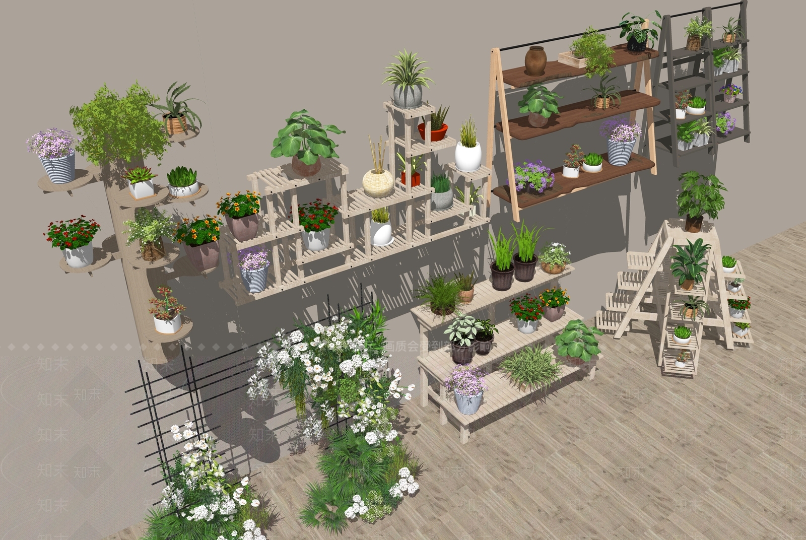 现代原木花几SU模型下载【ID:1204249228】