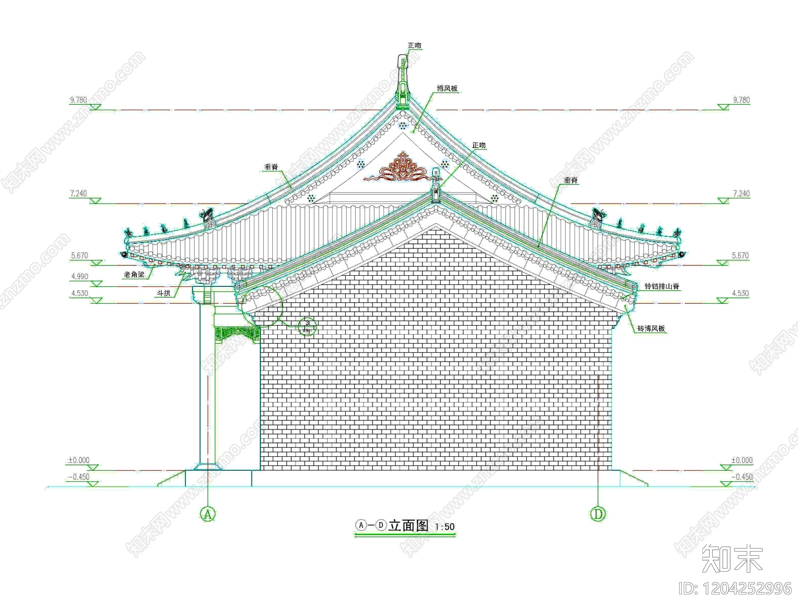 寺庙cad施工图下载【ID:1204252996】