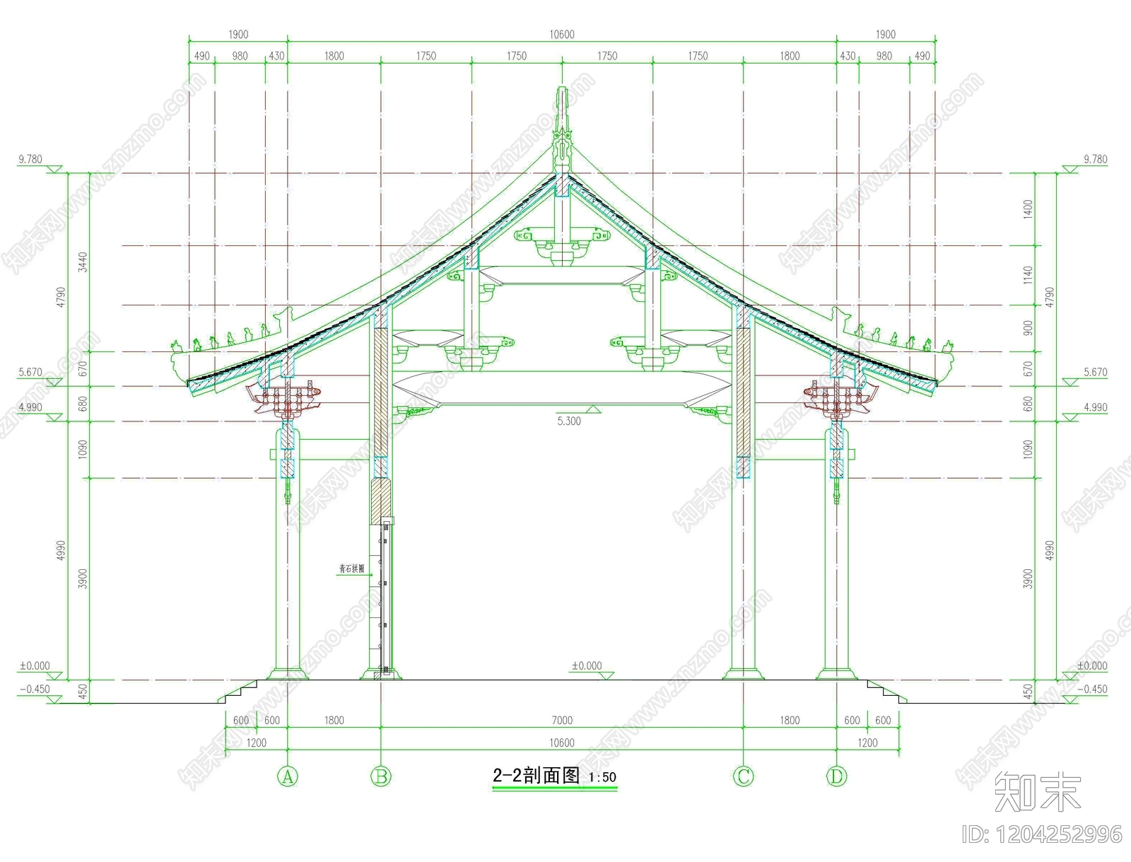 寺庙cad施工图下载【ID:1204252996】
