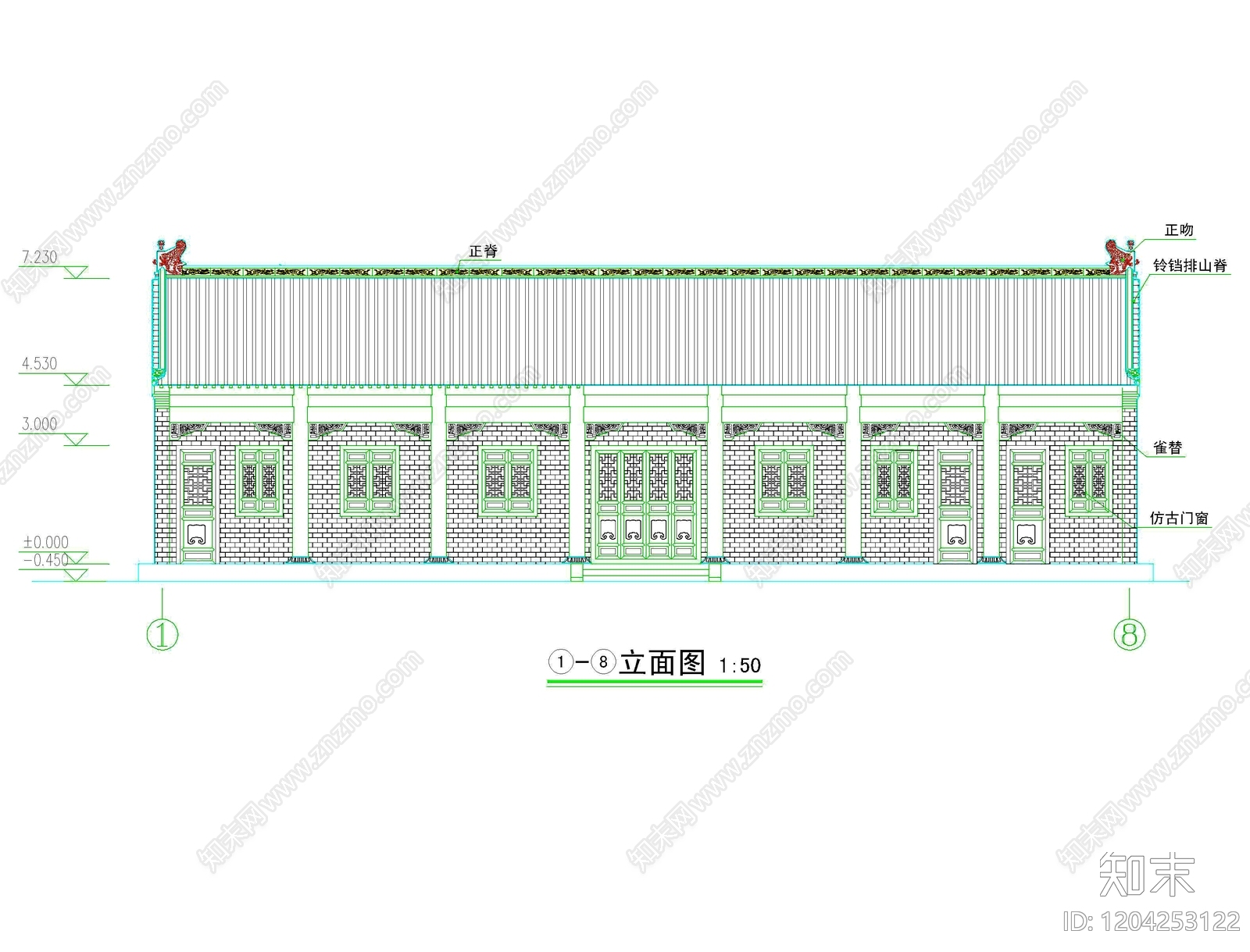寺庙cad施工图下载【ID:1204253122】