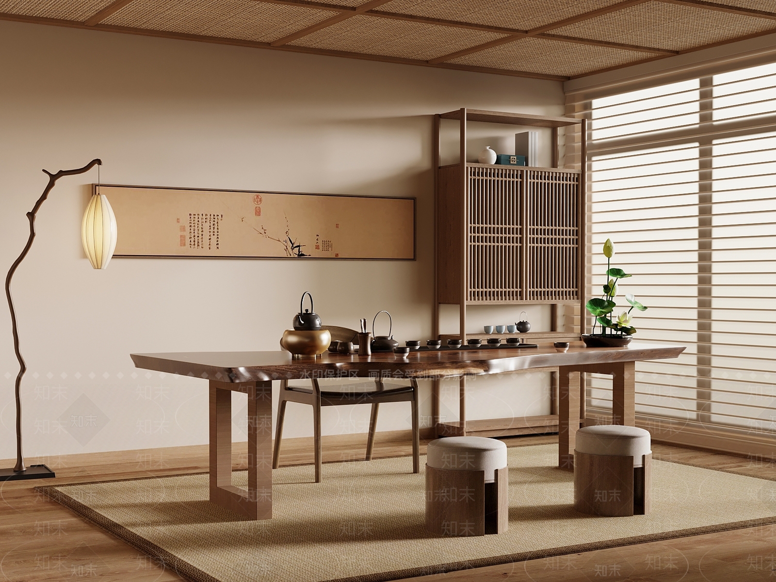 新中式茶室3D模型下载【ID:1204253562】