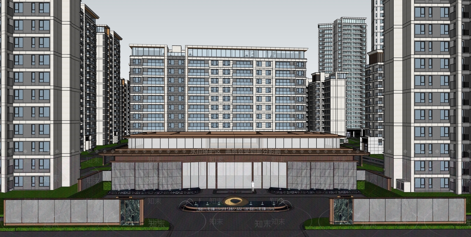 现代轻奢小区景观SU模型下载【ID:1204257077】