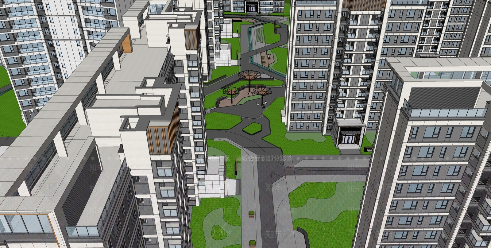 现代轻奢小区景观SU模型下载【ID:1204257077】