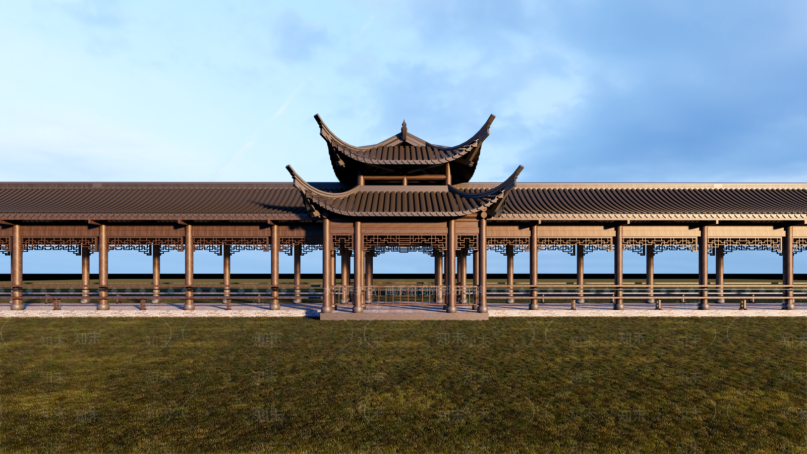 中式新中式小公建SU模型下载【ID:1204257174】