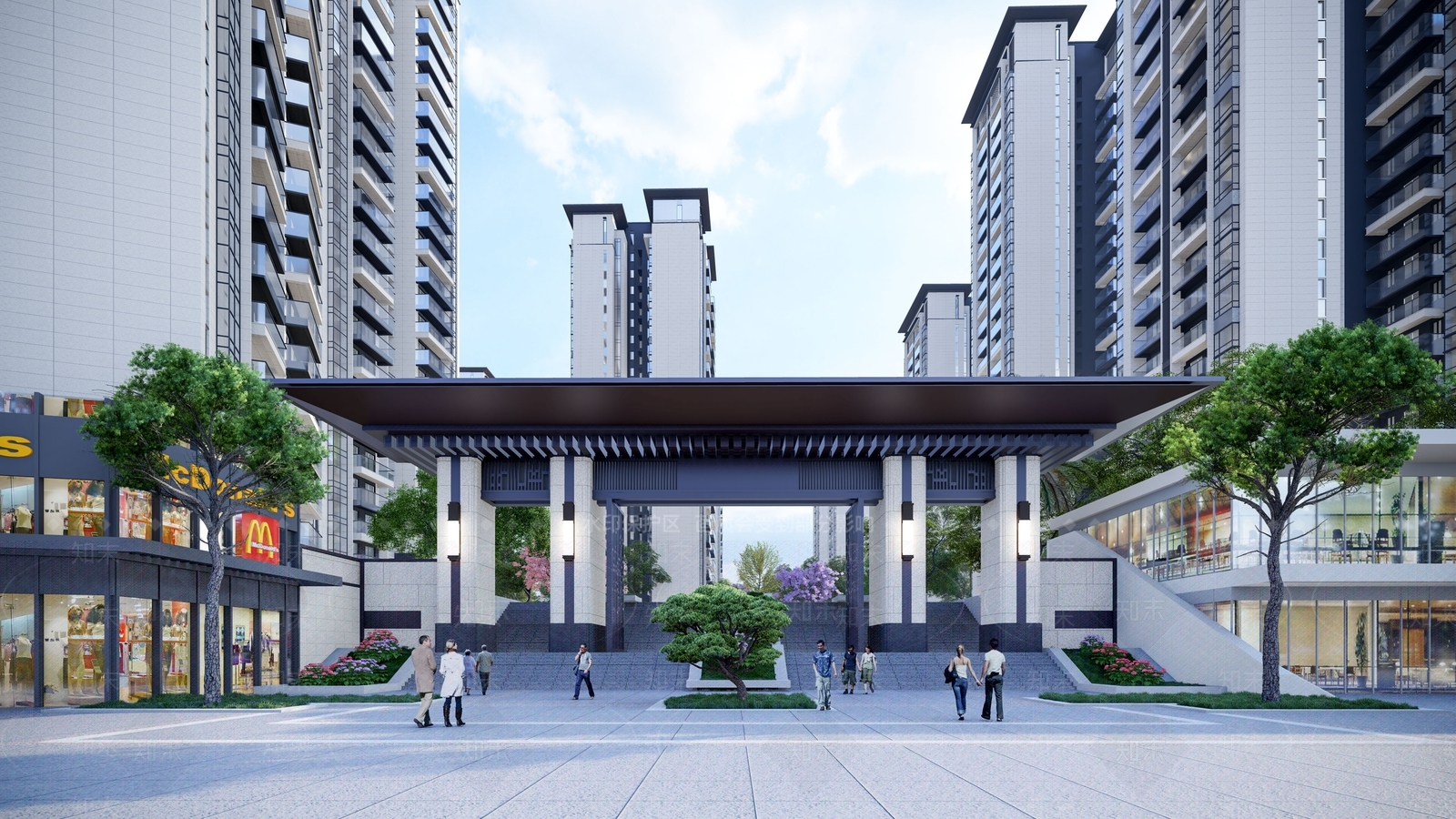 新中式小区景观SU模型下载【ID:1204258698】