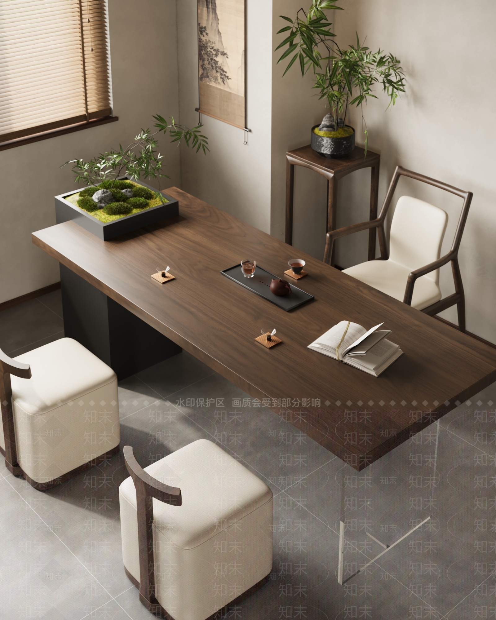 新中式现代茶室3D模型下载【ID:1204259192】