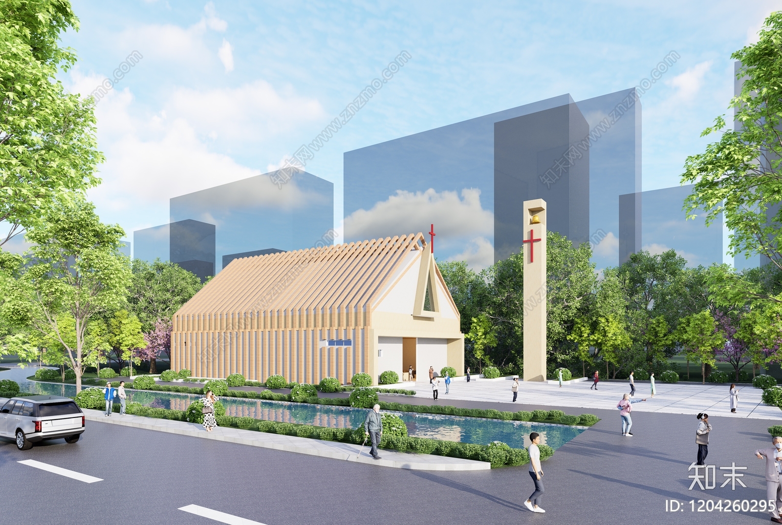 现代教堂建筑SU模型下载【ID:1204260295】
