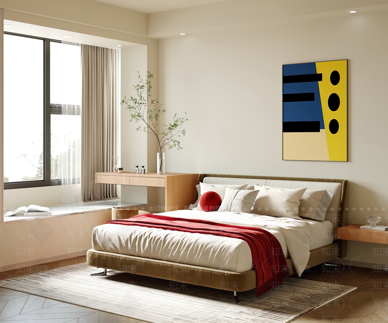 现代中古家居卧室3D模型下载【ID:1204261578】