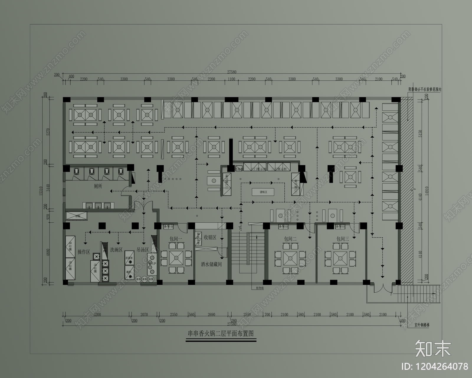 现代工业火锅店cad施工图下载【ID:1204264078】