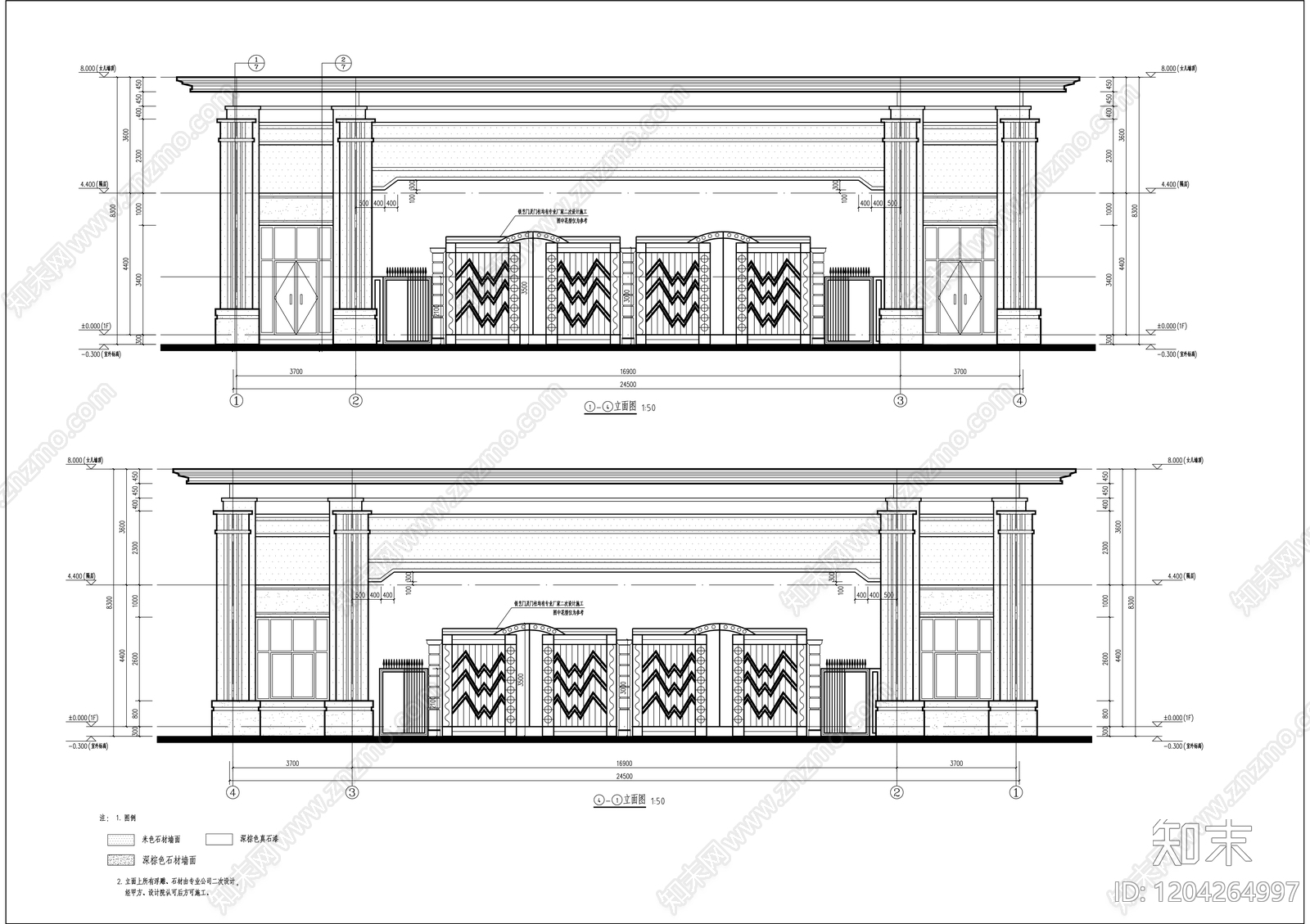 欧式简欧门卫室建筑施工图下载【ID:1204264997】