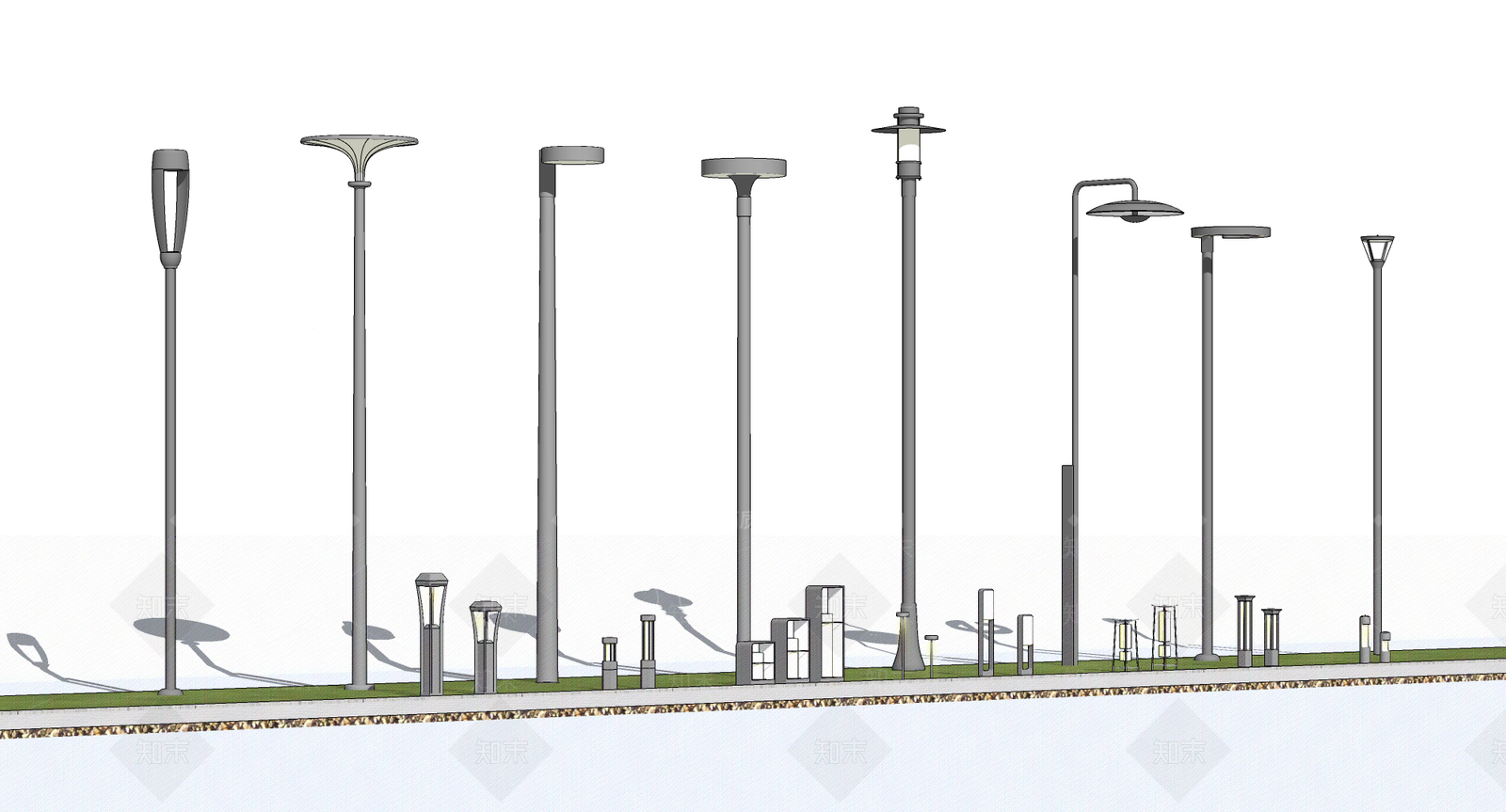 现代路灯SU模型下载【ID:1204265166】