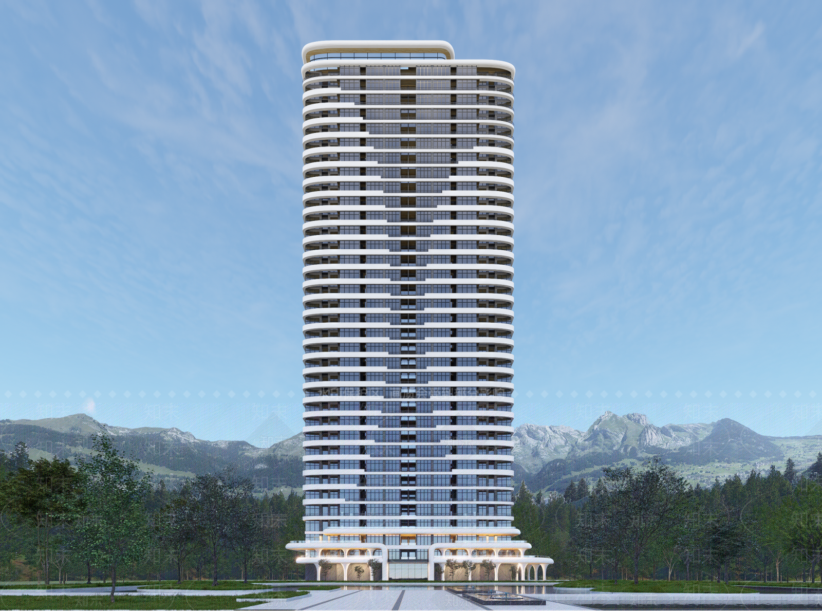 现代高层住宅SU模型下载【ID:1204270271】