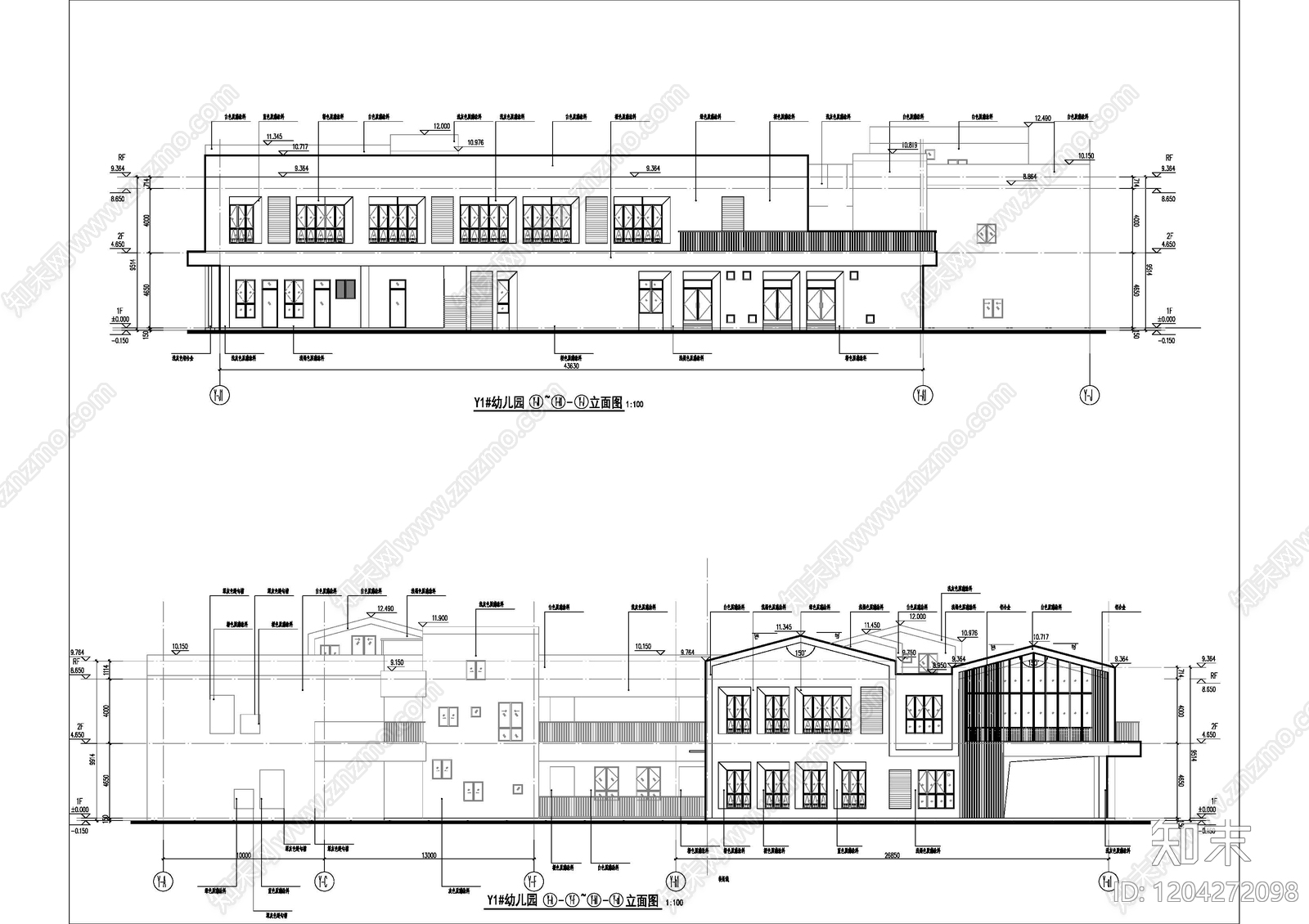 现代幼儿园建筑cad施工图下载【ID:1204272098】