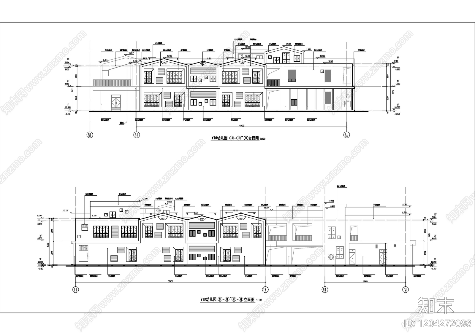 现代幼儿园建筑cad施工图下载【ID:1204272098】