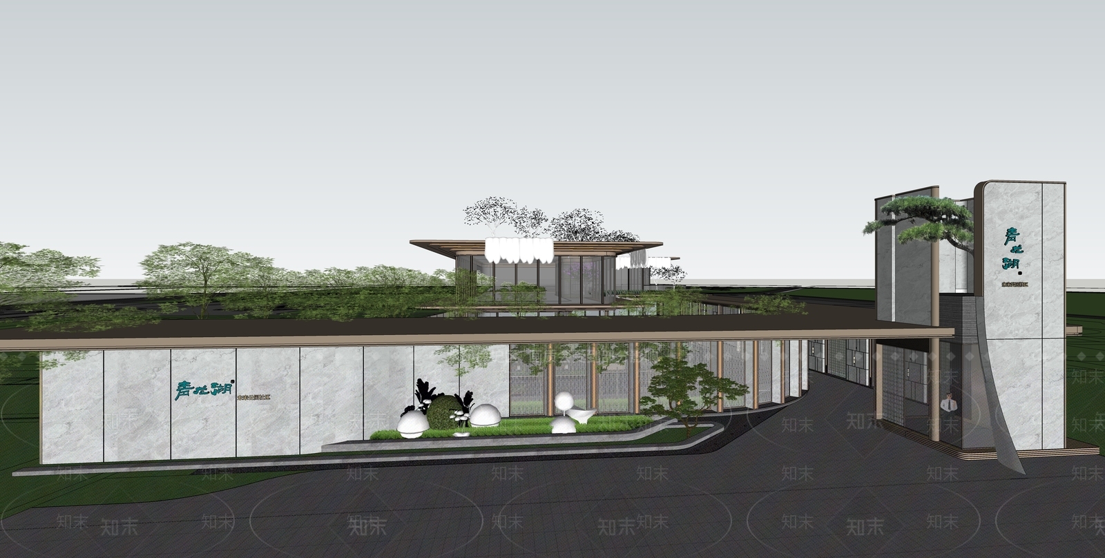 现代售楼处建筑SU模型下载【ID:1204272558】