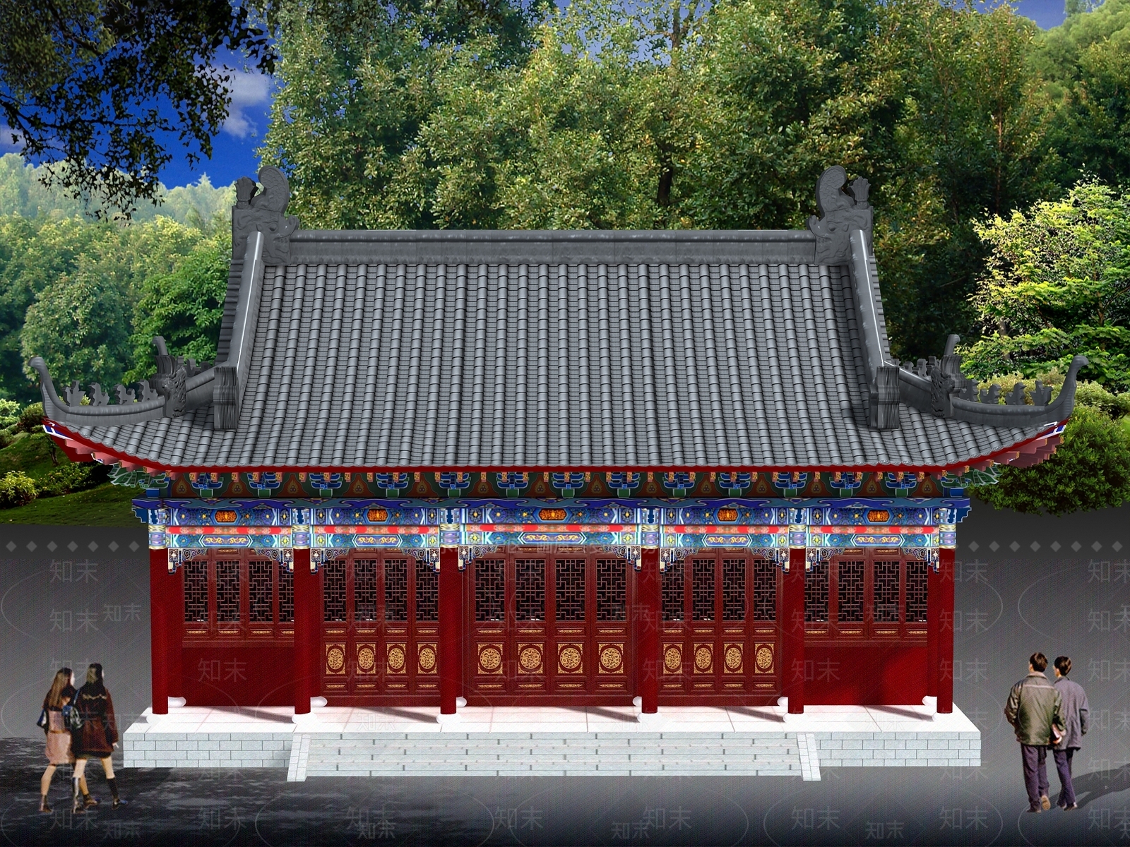 中式复古古建3D模型下载【ID:1204272938】