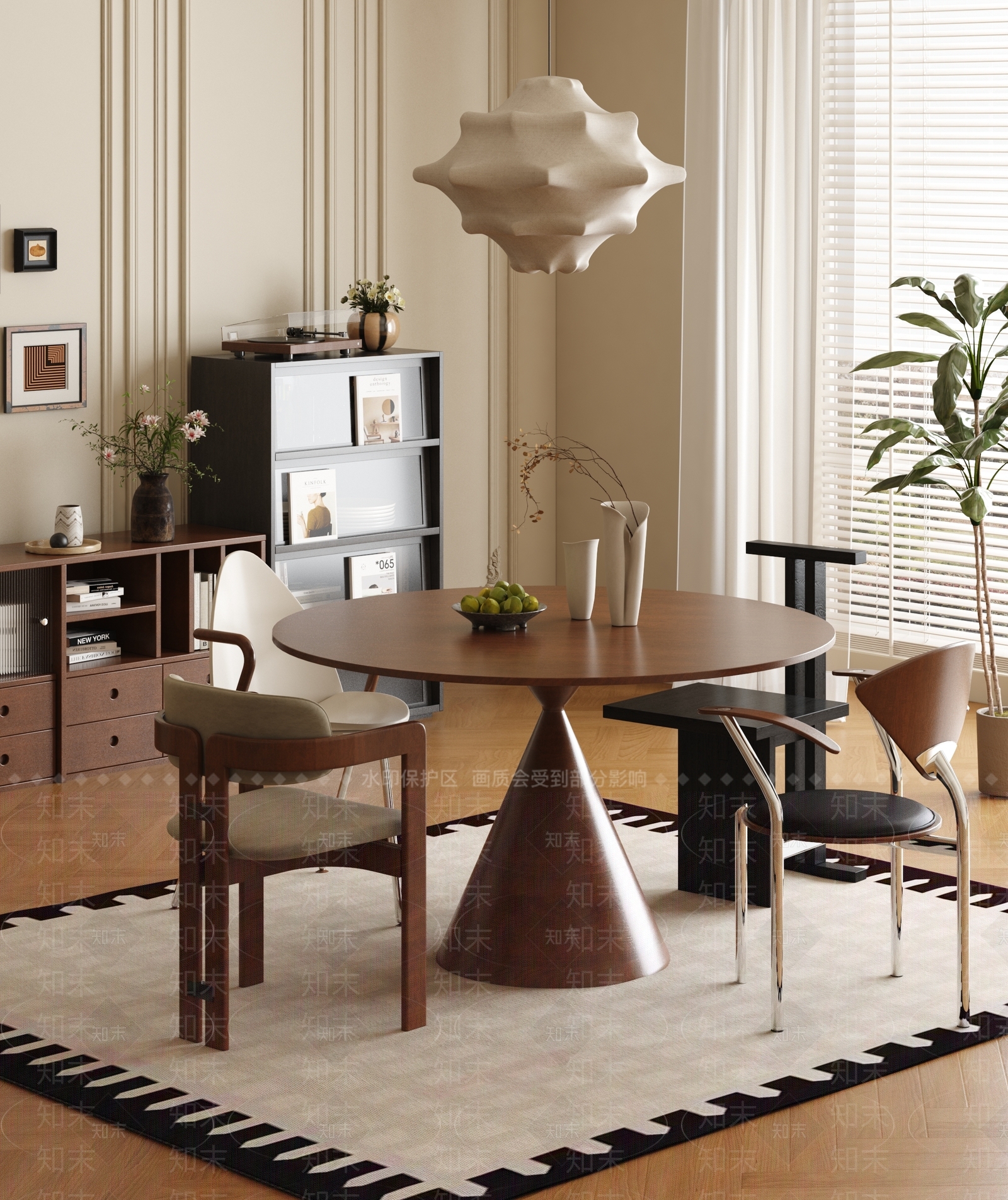 复古中古餐桌椅3D模型下载【ID:1204273728】