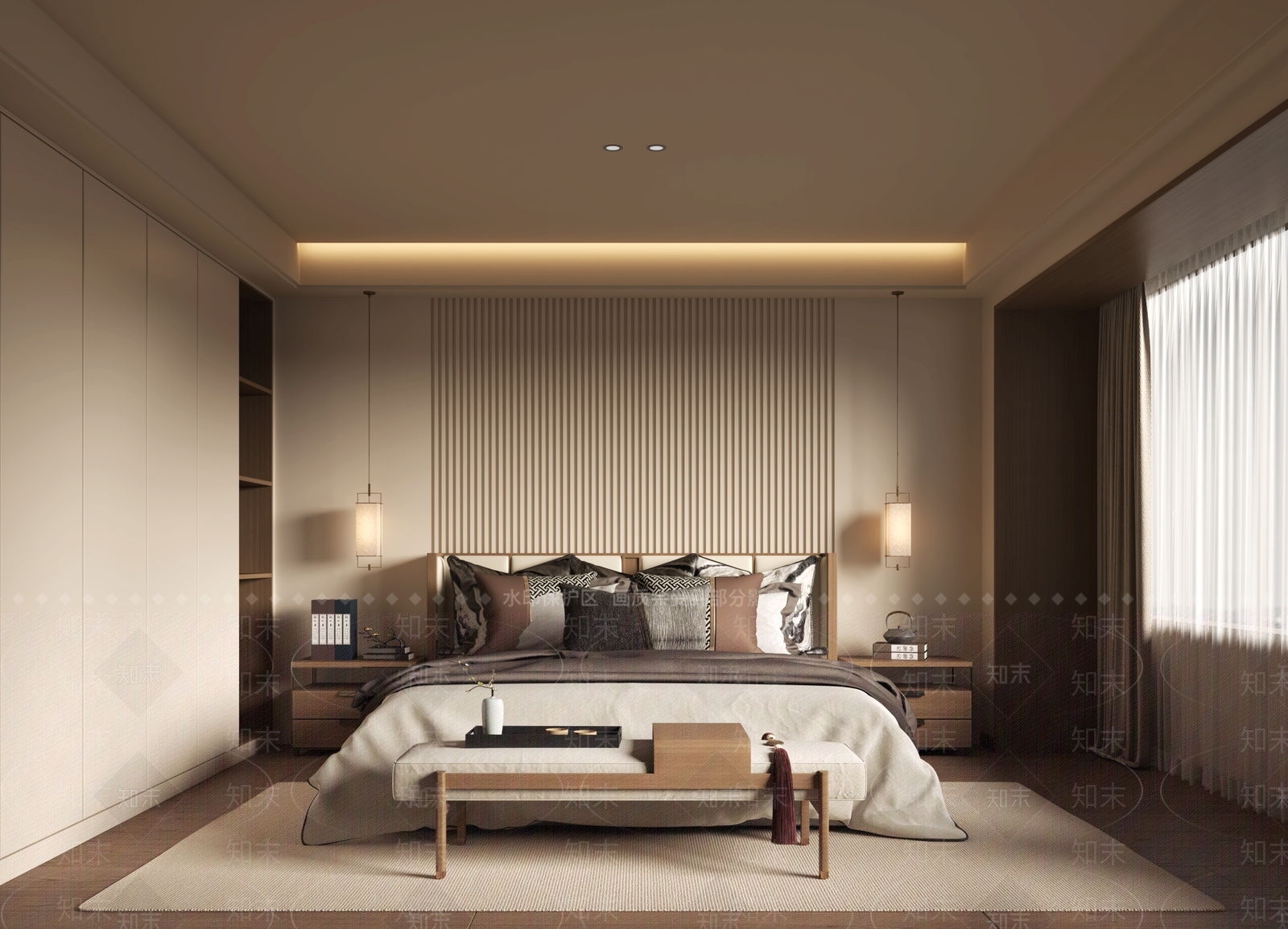 新中式主卧3D模型下载【ID:1204274496】