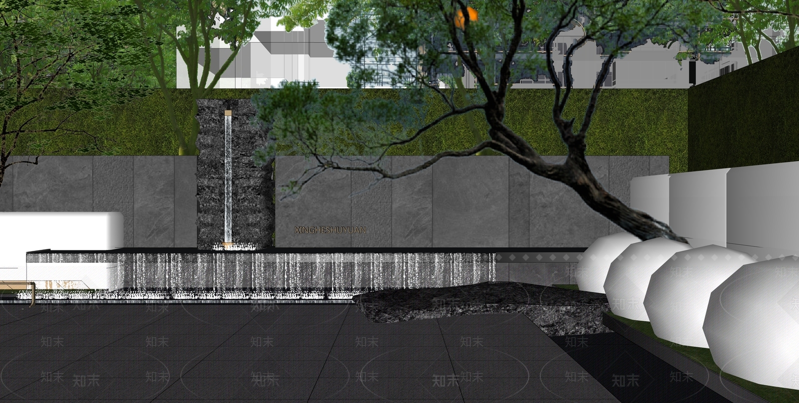 新中式小区景观SU模型下载【ID:1204276518】