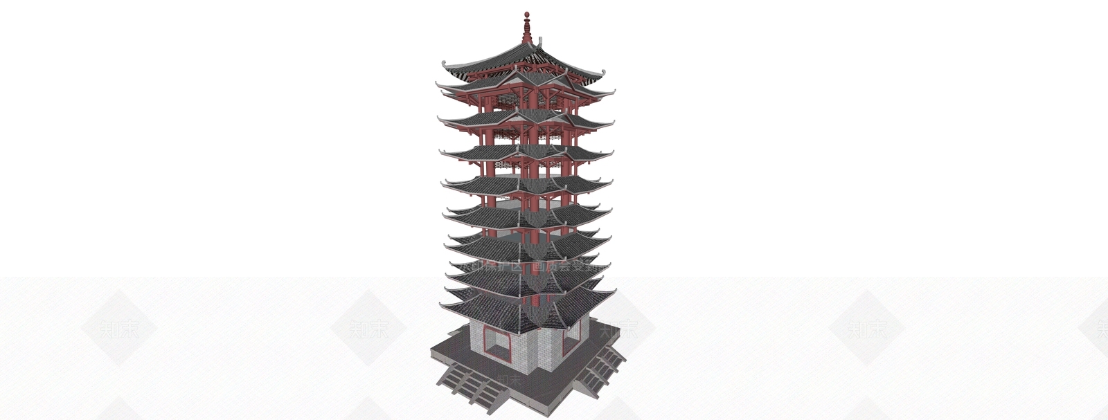 新中式复古古建筑SU模型下载【ID:1204284076】