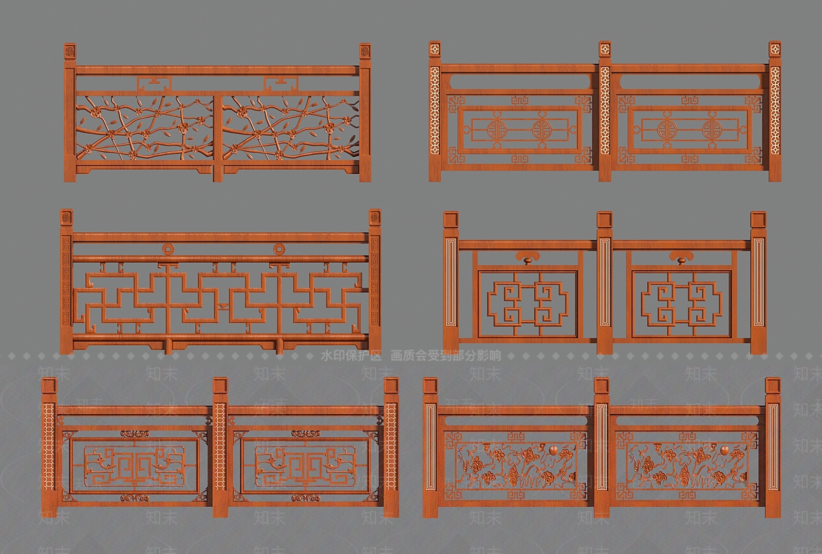中式新中式栏杆3D模型下载【ID:1204284992】
