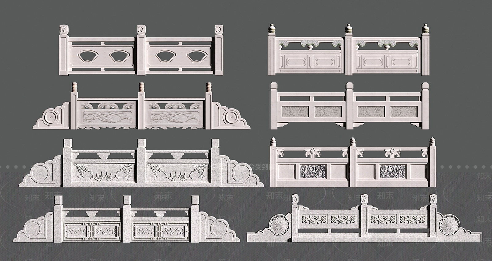 新中式中式栏杆扶手SU模型下载【ID:1204285005】