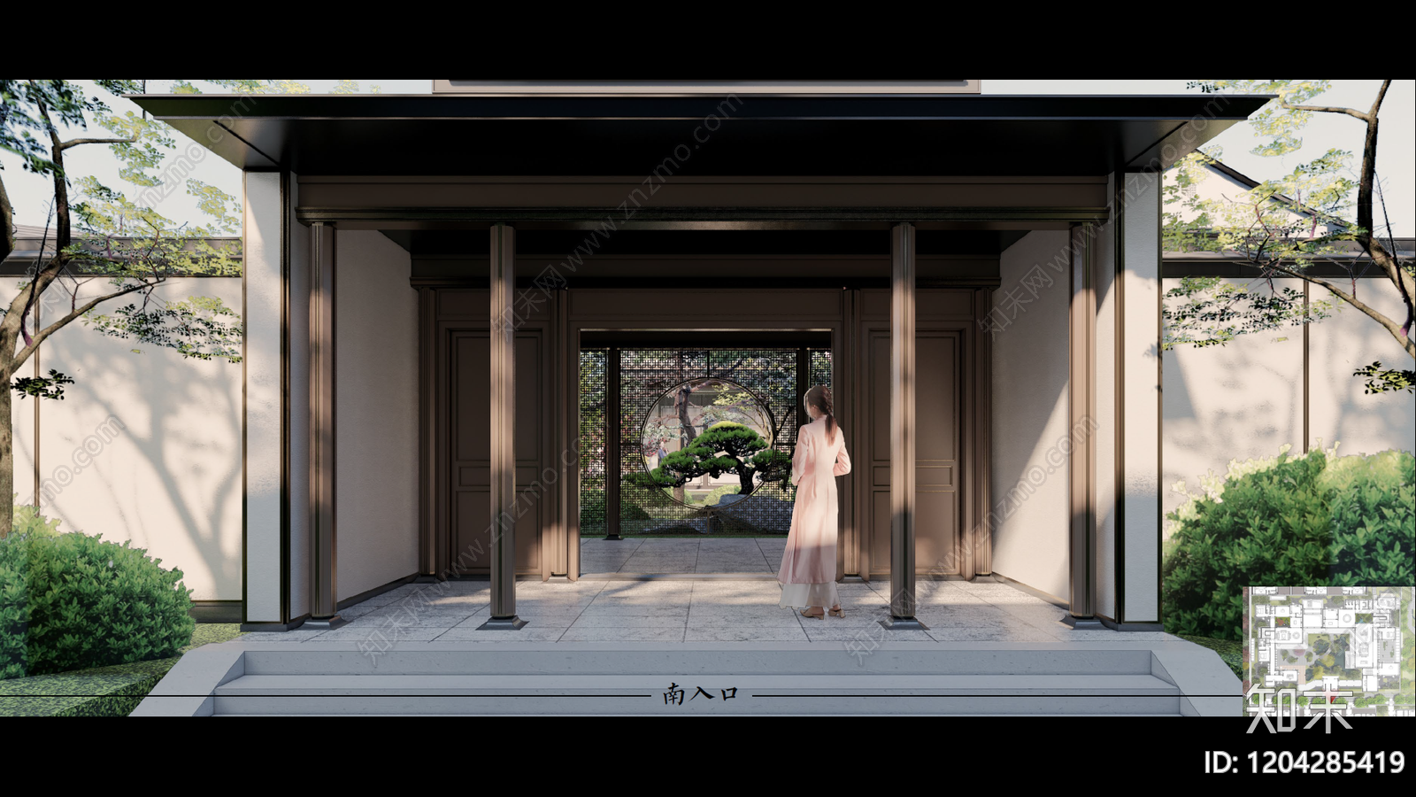 新中式庭院景观下载【ID:1204285419】