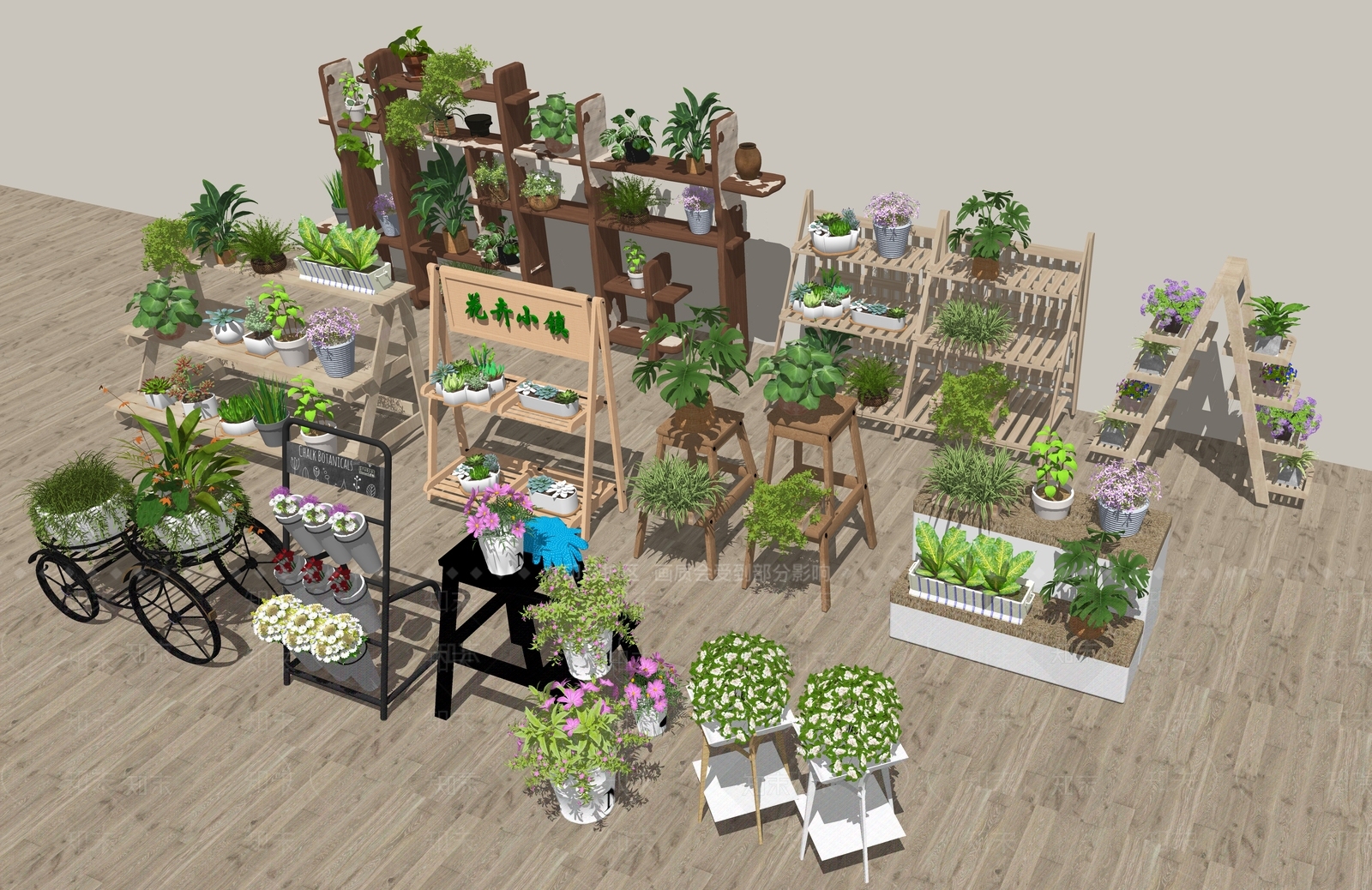 现代原木花几SU模型下载【ID:1204287005】