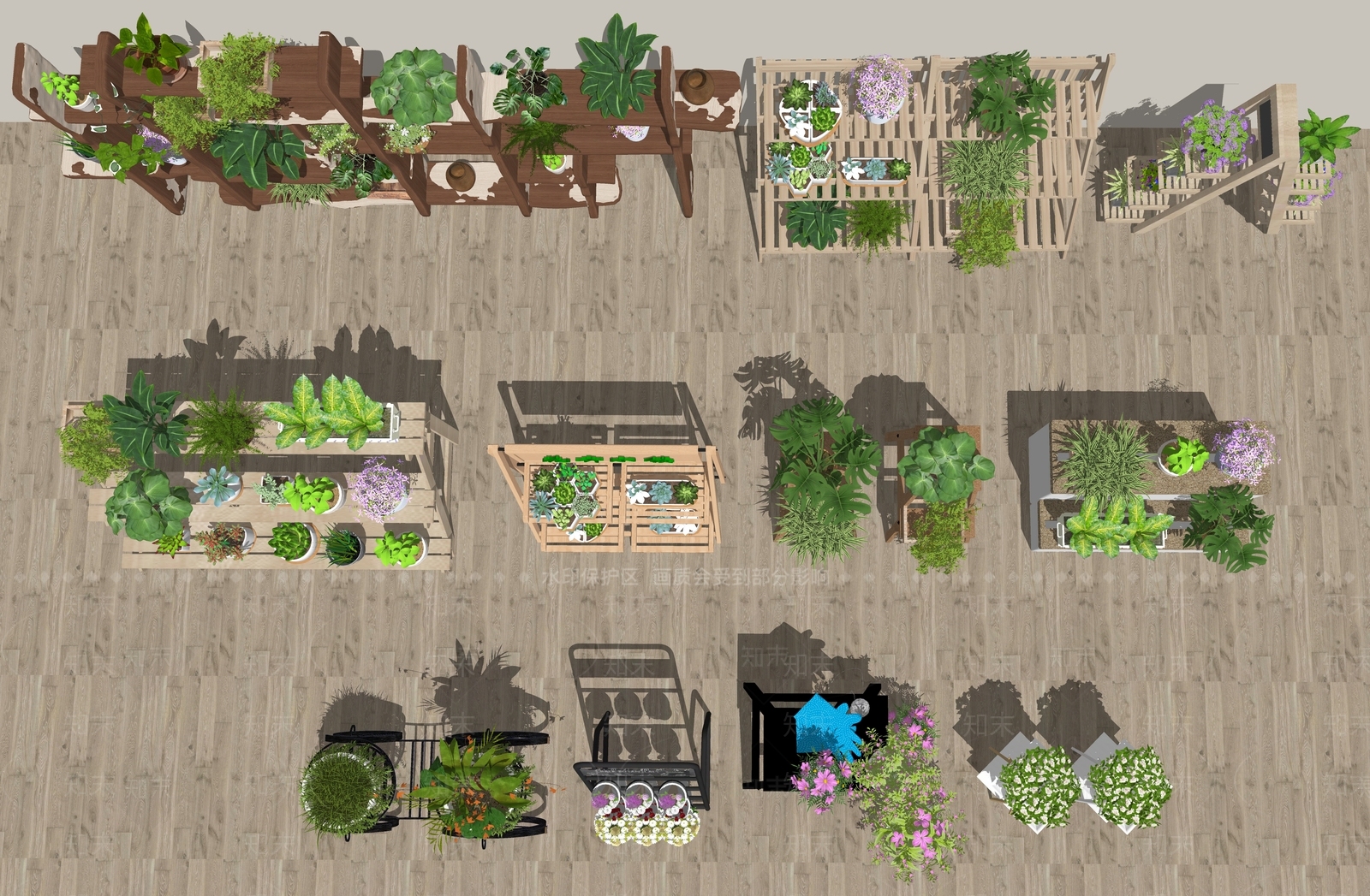 现代原木花几SU模型下载【ID:1204287005】