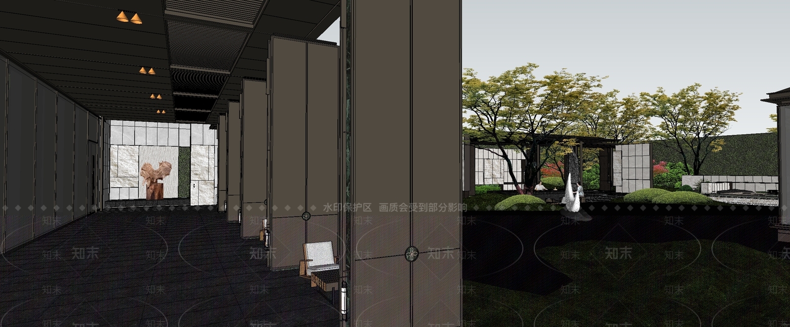 现代小区景观SU模型下载【ID:1204287900】