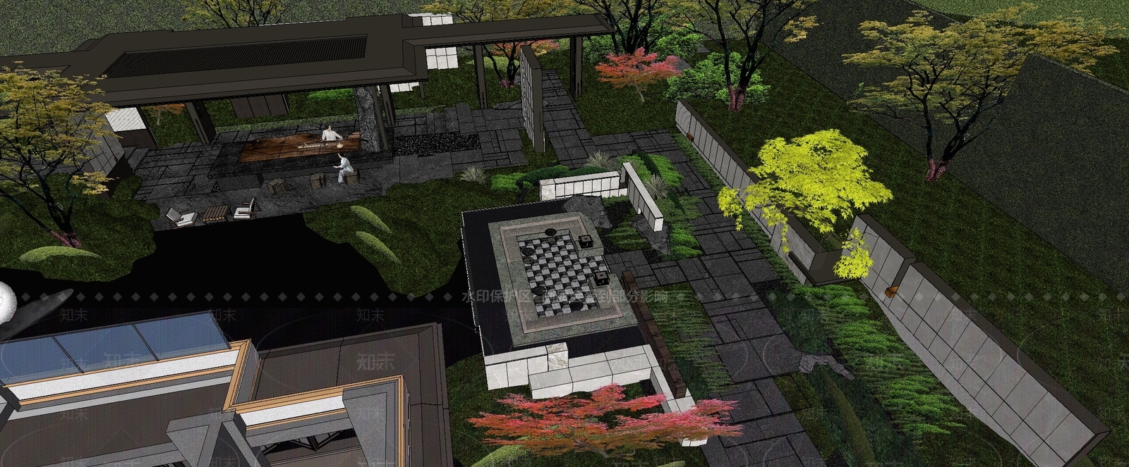 现代小区景观SU模型下载【ID:1204287900】