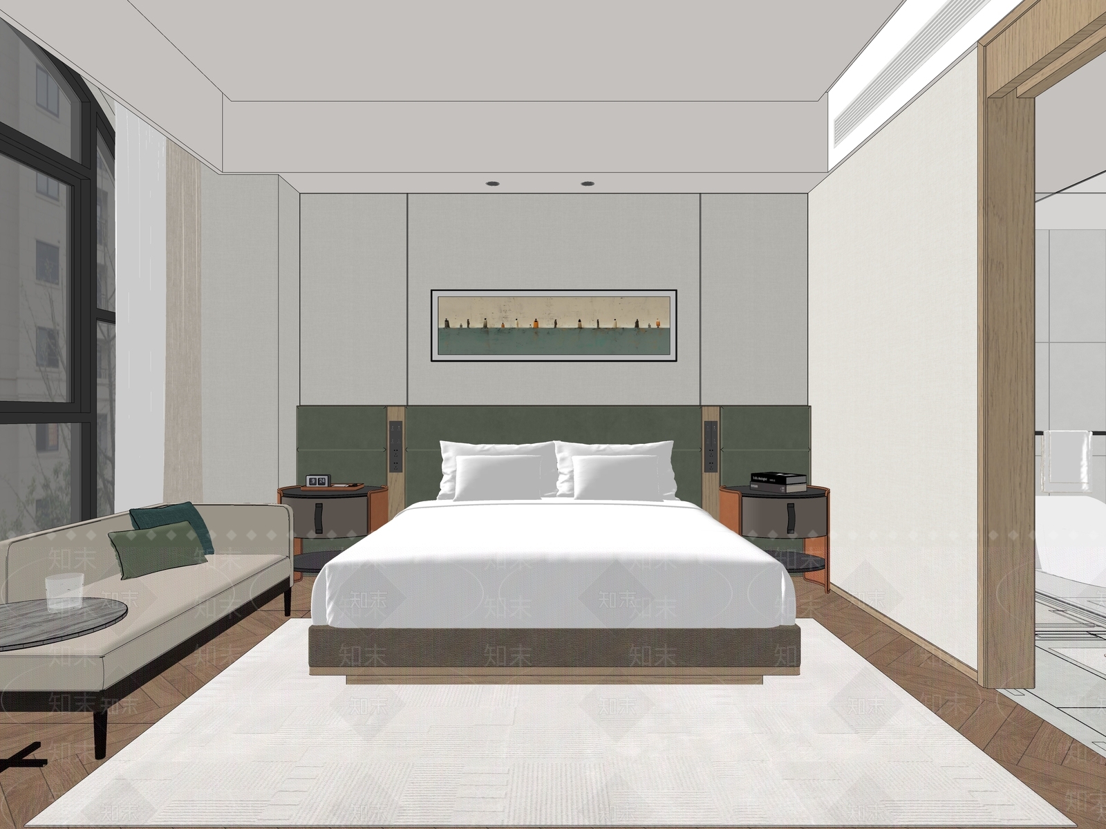 现代酒店客房SU模型下载【ID:1204290441】