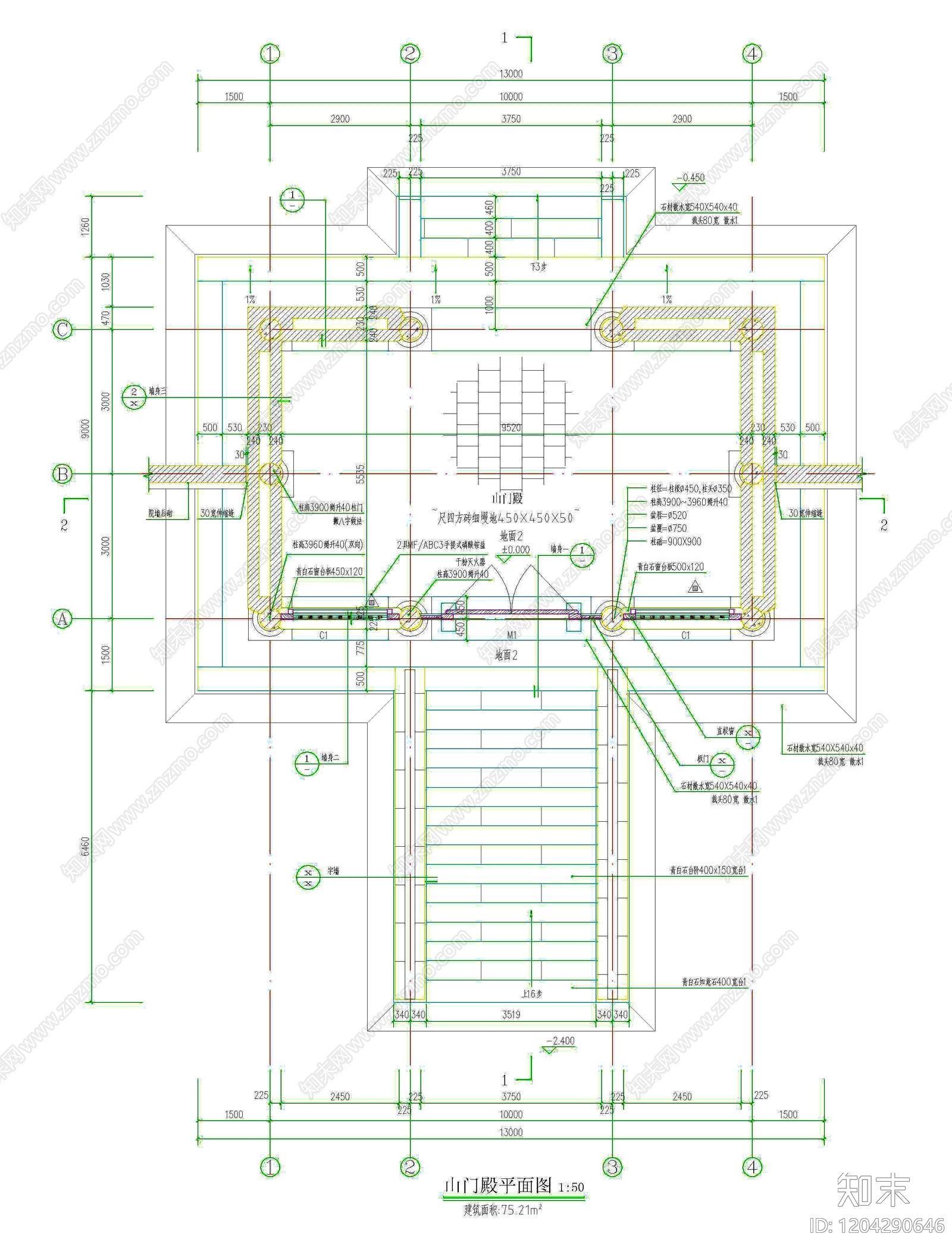 仿古建筑cad施工图下载【ID:1204290646】