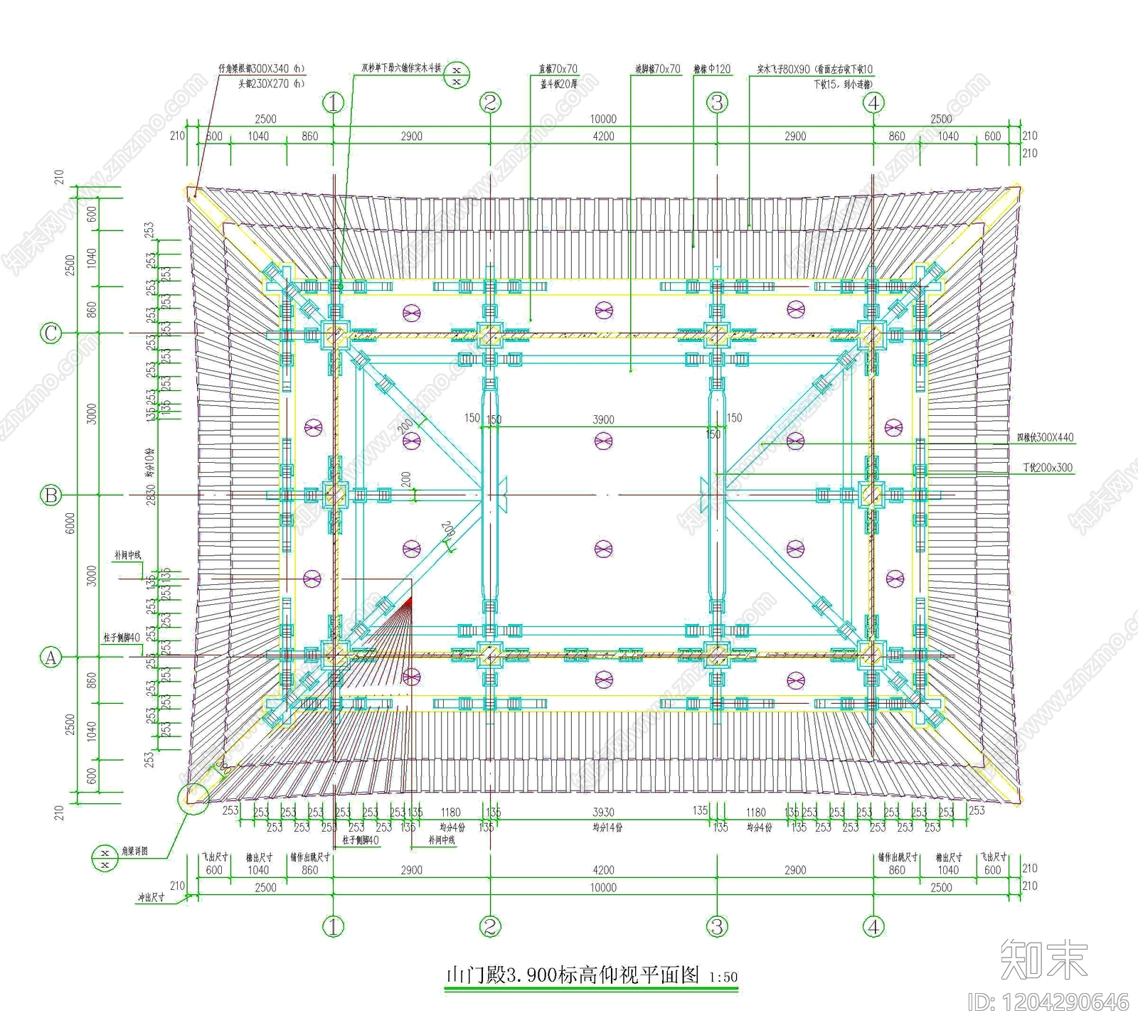 仿古建筑cad施工图下载【ID:1204290646】